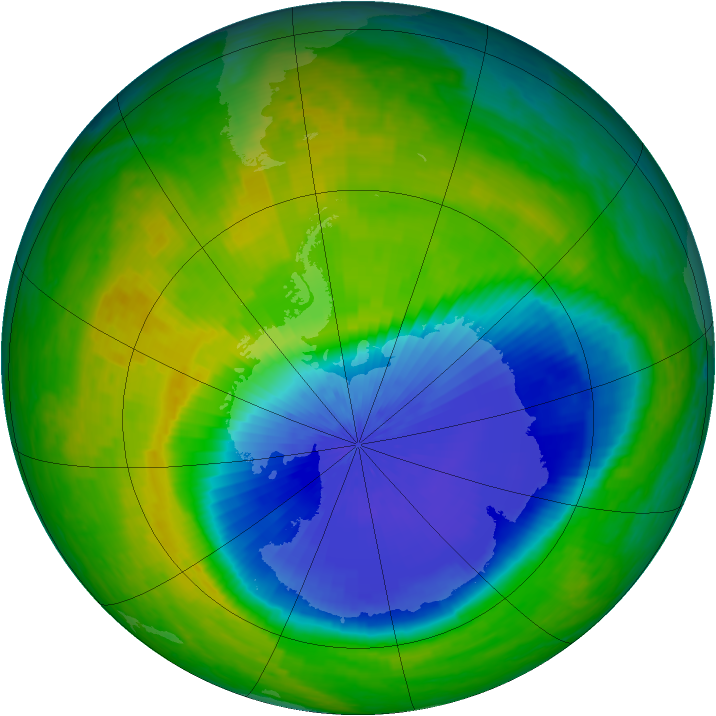 Antarctic ozone map for 26 October 2004